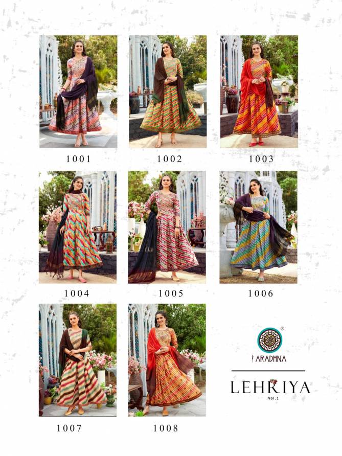 Aradhna Lehriya 1 New Designer Ethnic Wear Rayon Anarkali Kurti With Dupatta Collection